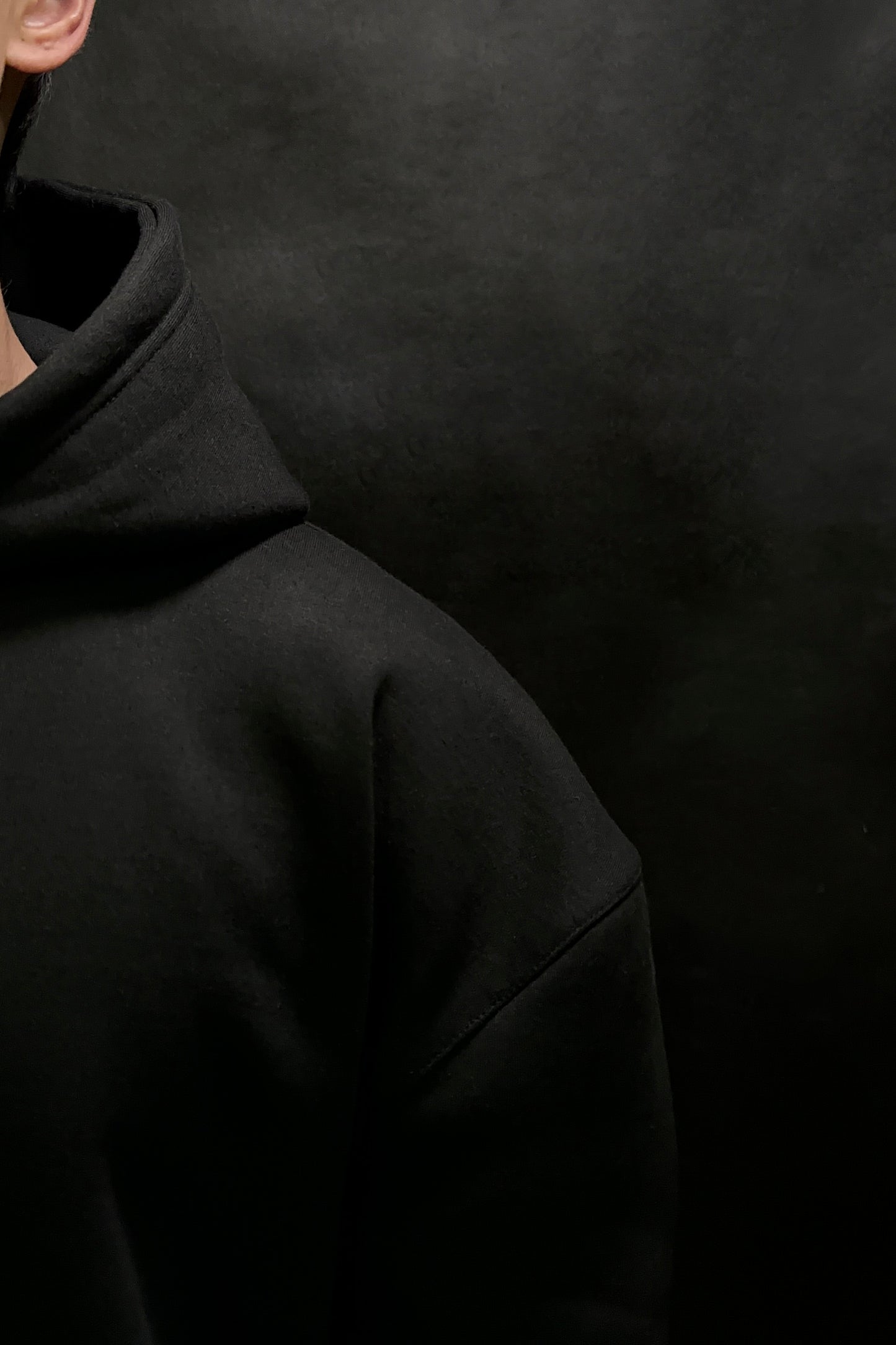 Drop Shoulder Black Hoodie