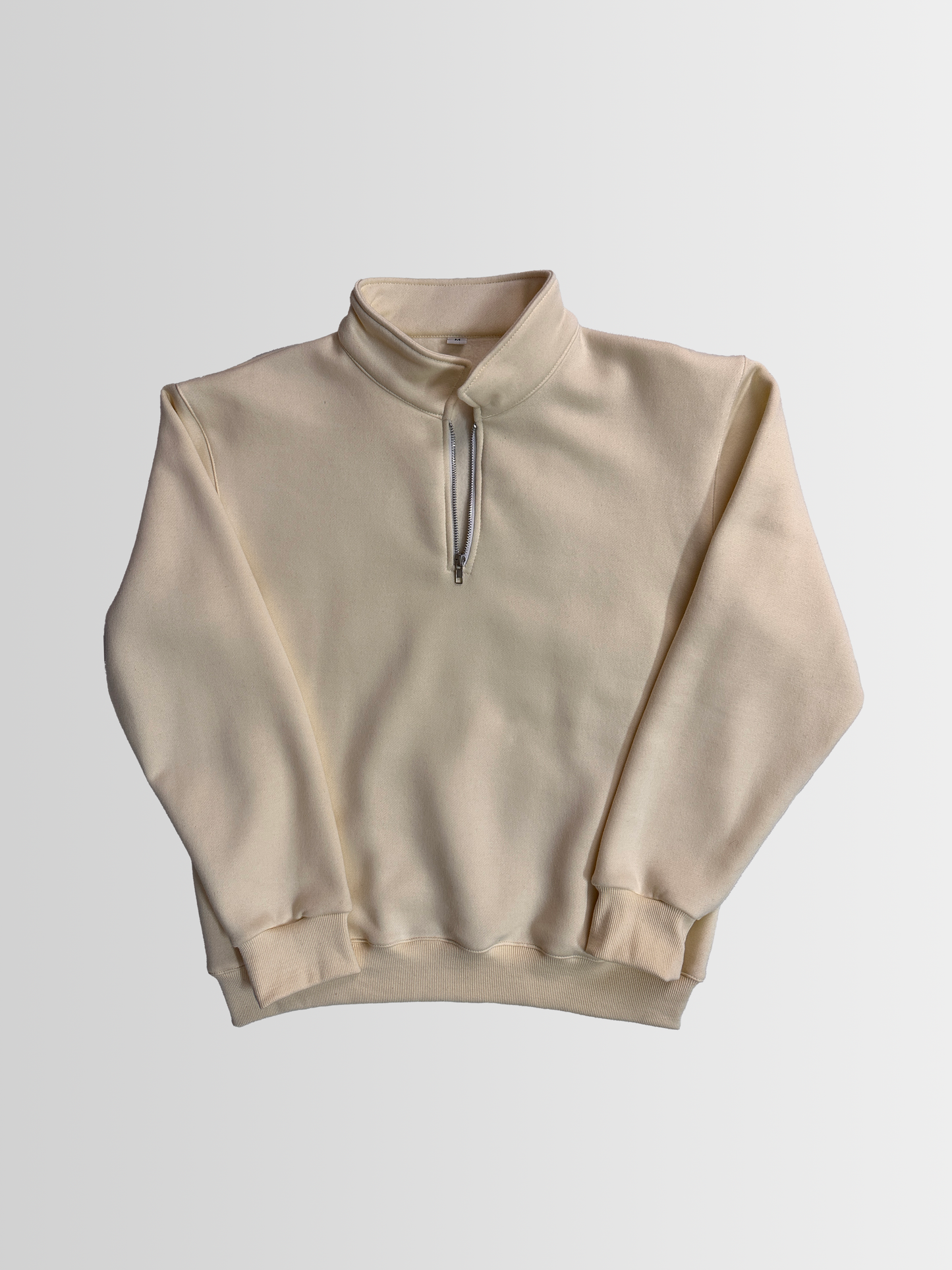 Beige Half Zipper Sweatshirt