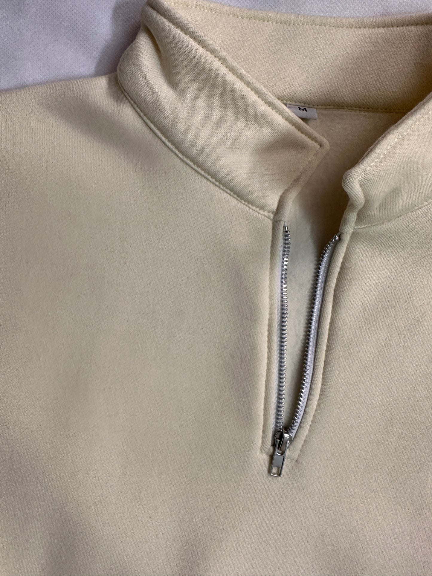 Beige Half Zipper Sweatshirt