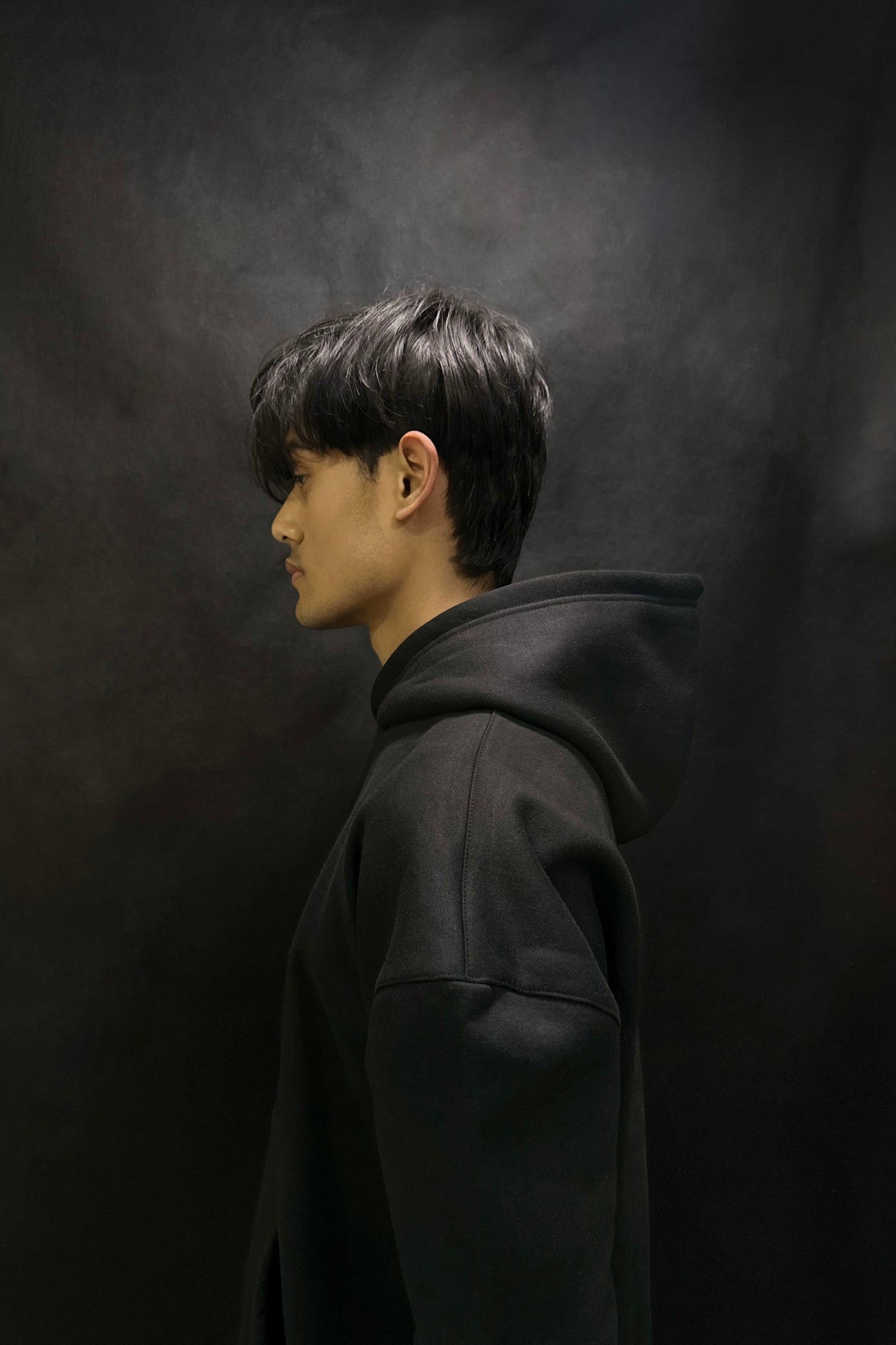 Drop Shoulder Black Hoodie