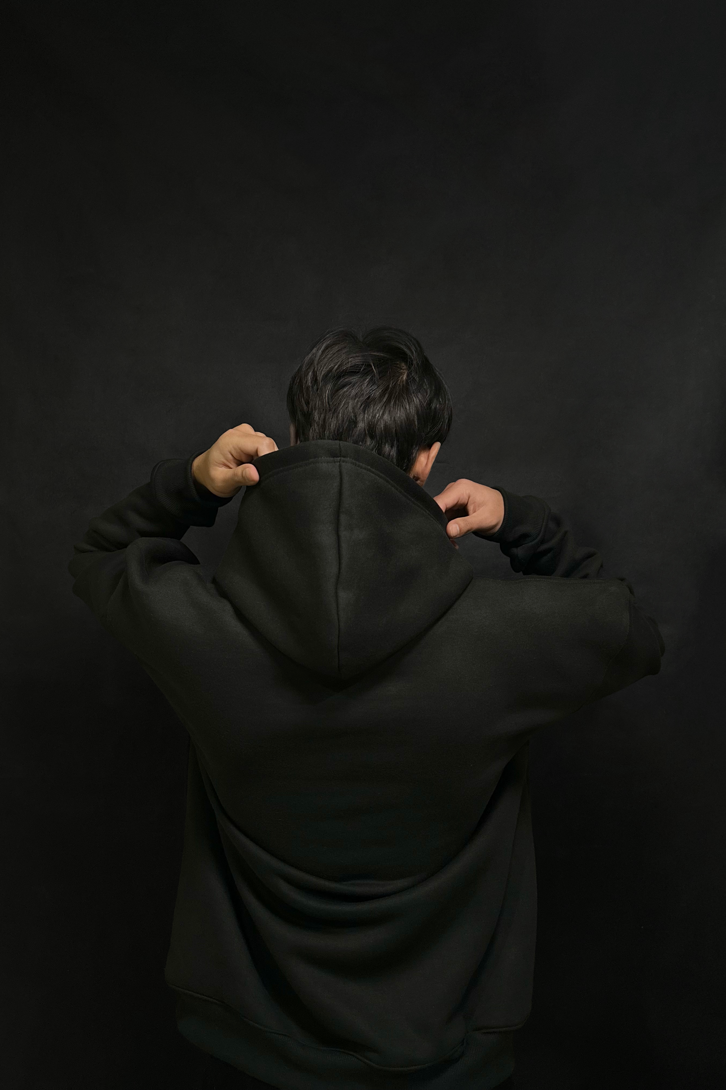 Drop Shoulder Black Hoodie