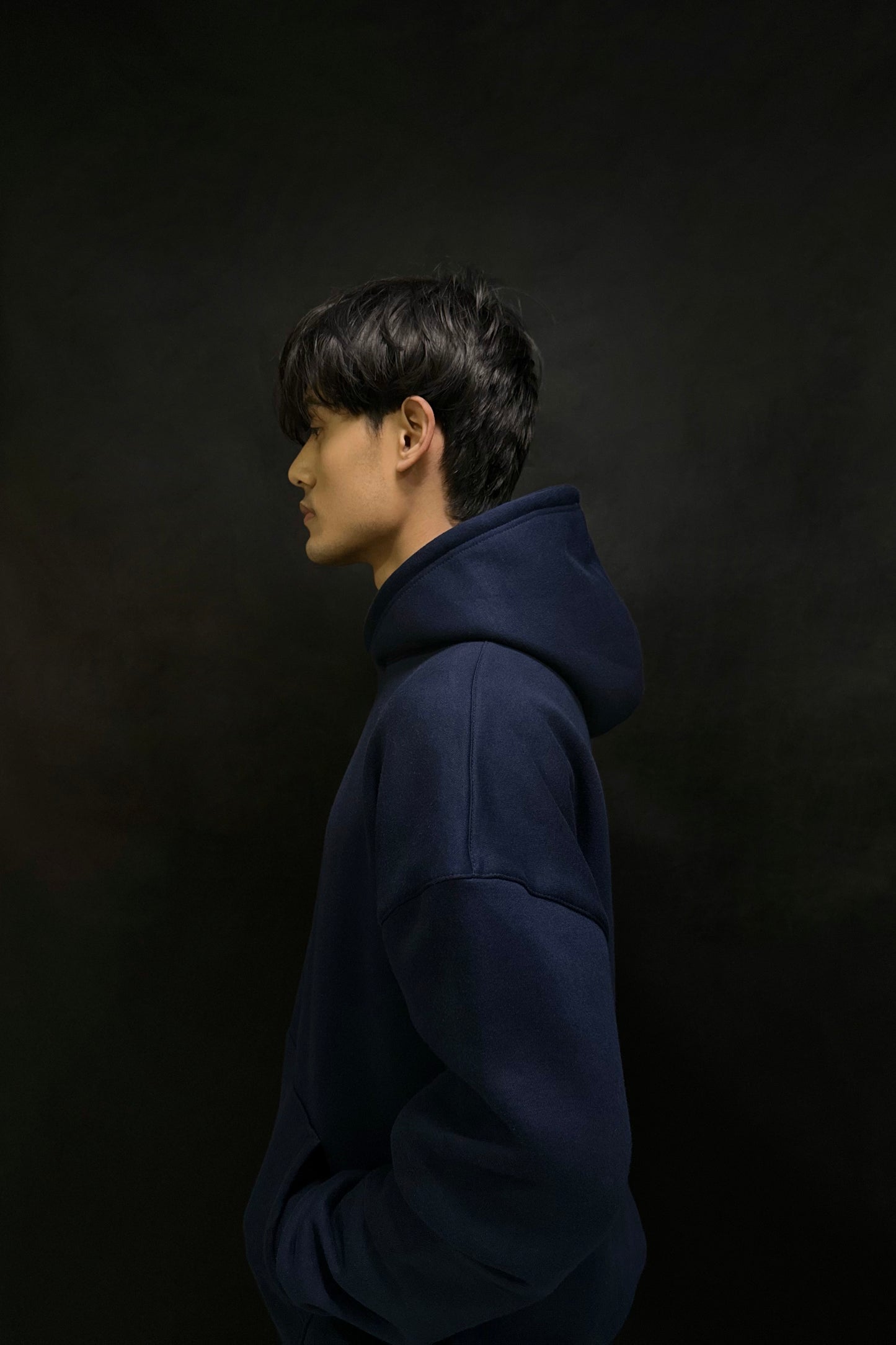 Drop Shoulder Navy Blue Hoodie